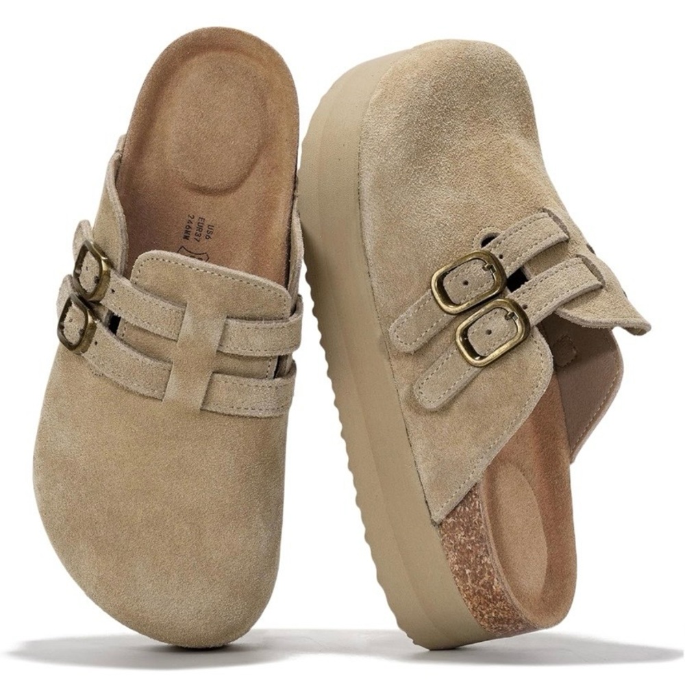 New! PROJECT CLOUD Genuine Suede Leather Platform Clogs